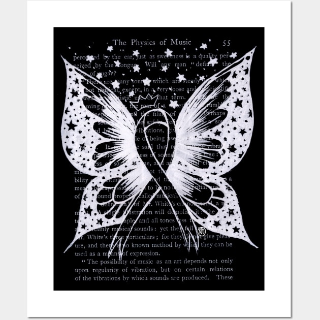 Thyroid Cancer Ribbon w/ wings- white Wall Art by Polkadotdreamer